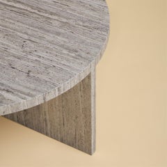 Travertine Titanium Marble Round Coffee Table, Made in Italy
