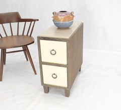 Travertine Top Cerused Drop Front Doors Compartments Night Stand End Table MINT