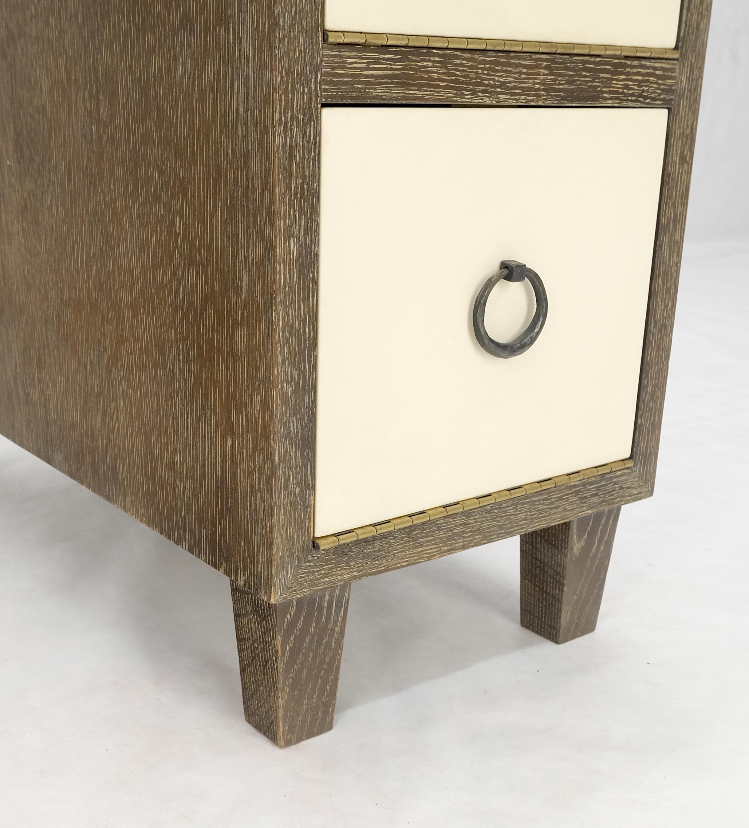 Brass Travertine Top Cerused Drop Front Doors Compartments Night Stand End Table MINT For Sale