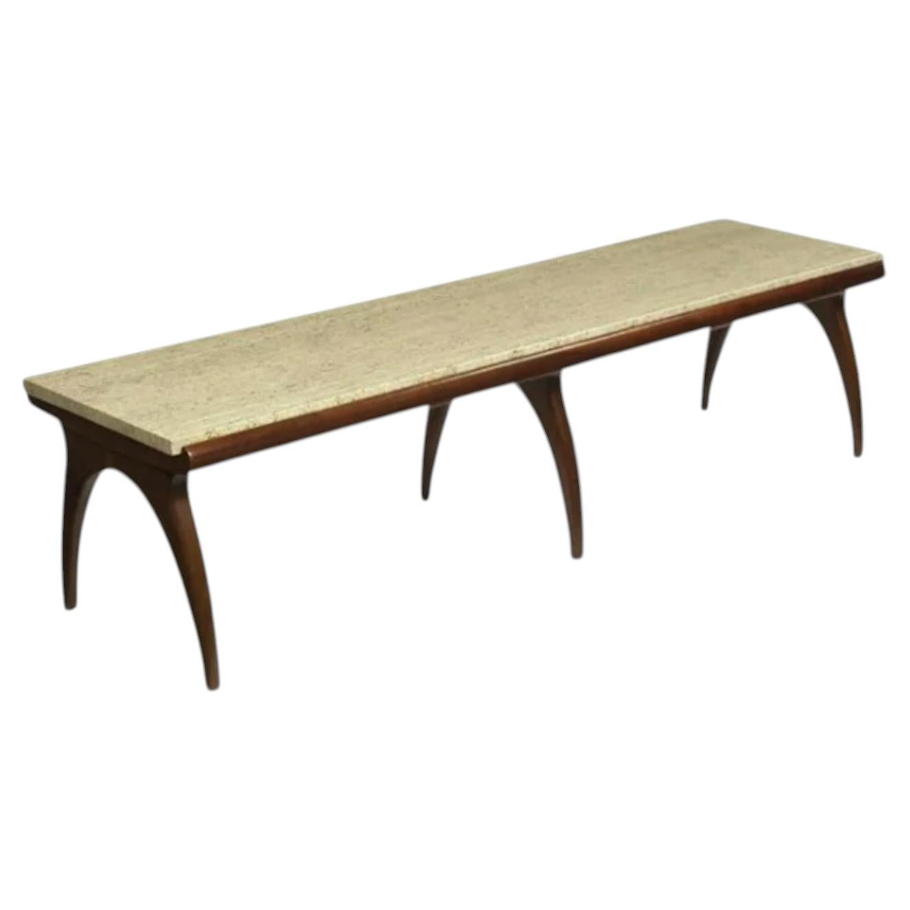 Travertine Top Coffee Table designed by Bertha Schaefer, Singer & Sons For Sale