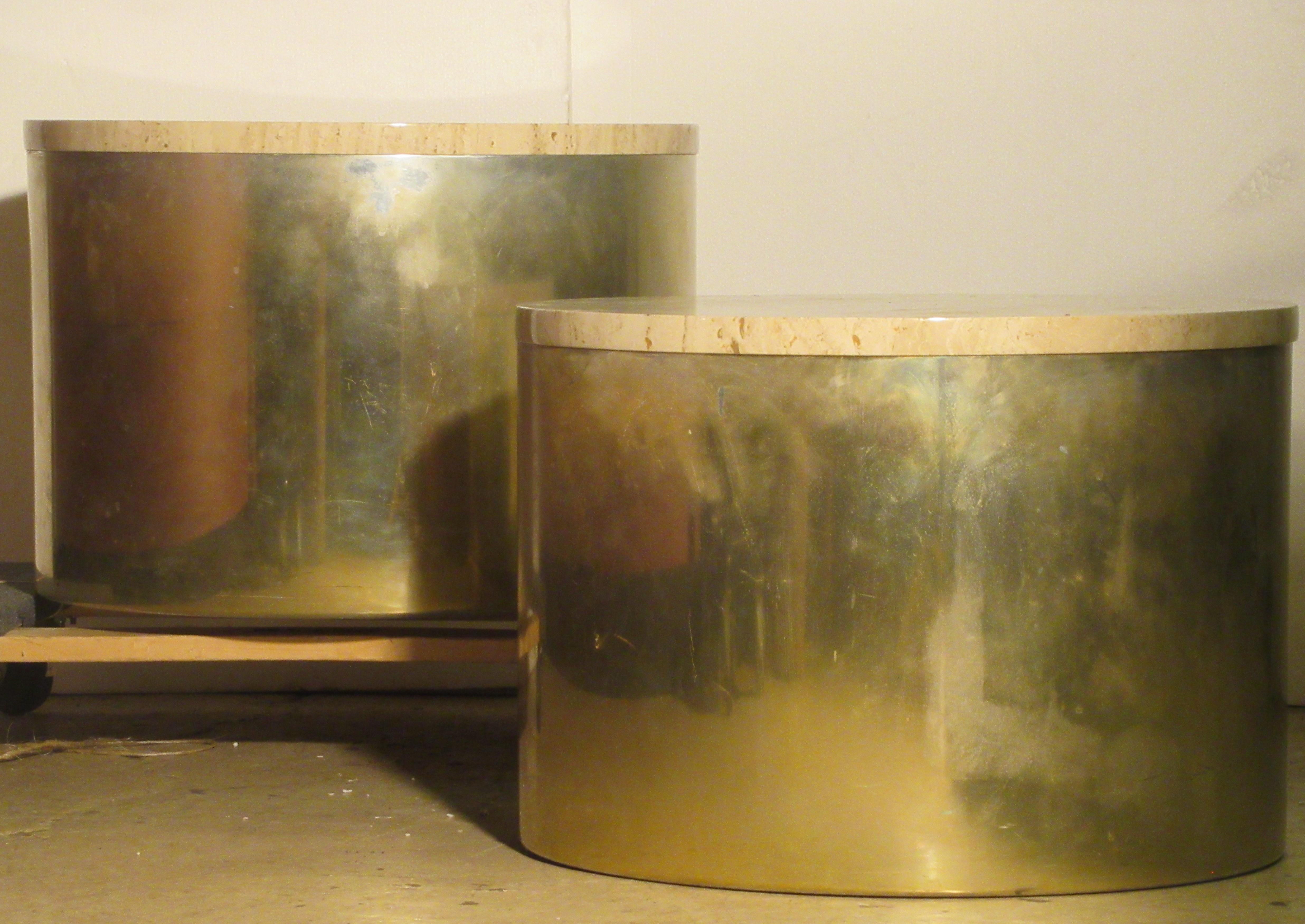 Travertine Top Minimalist Cylinder Tables by Paul Mayen - Habitat International 6