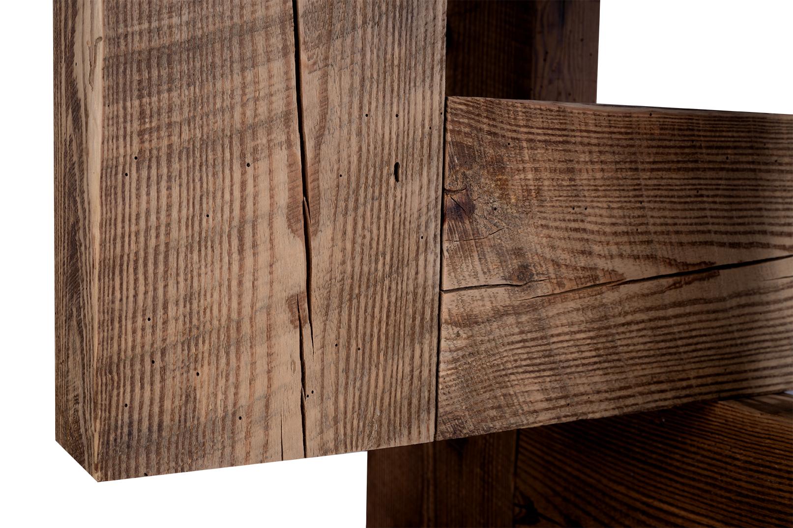 20th Century Travertine Top on Geometric Pine Base Dining Table For Sale