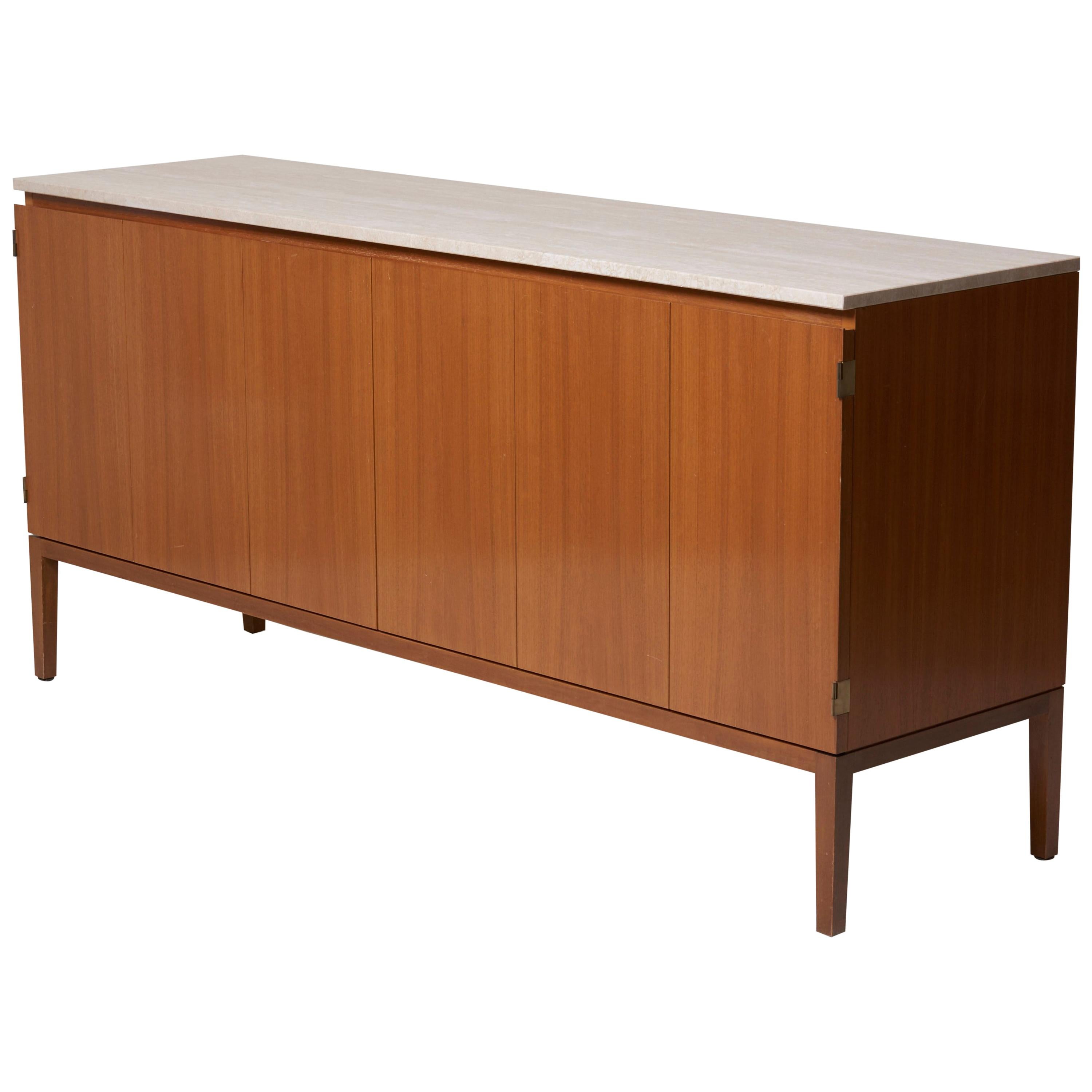 Travertine Top Paul McCobb Credenza or Sideboard 7306 for Directional / WK Möbel