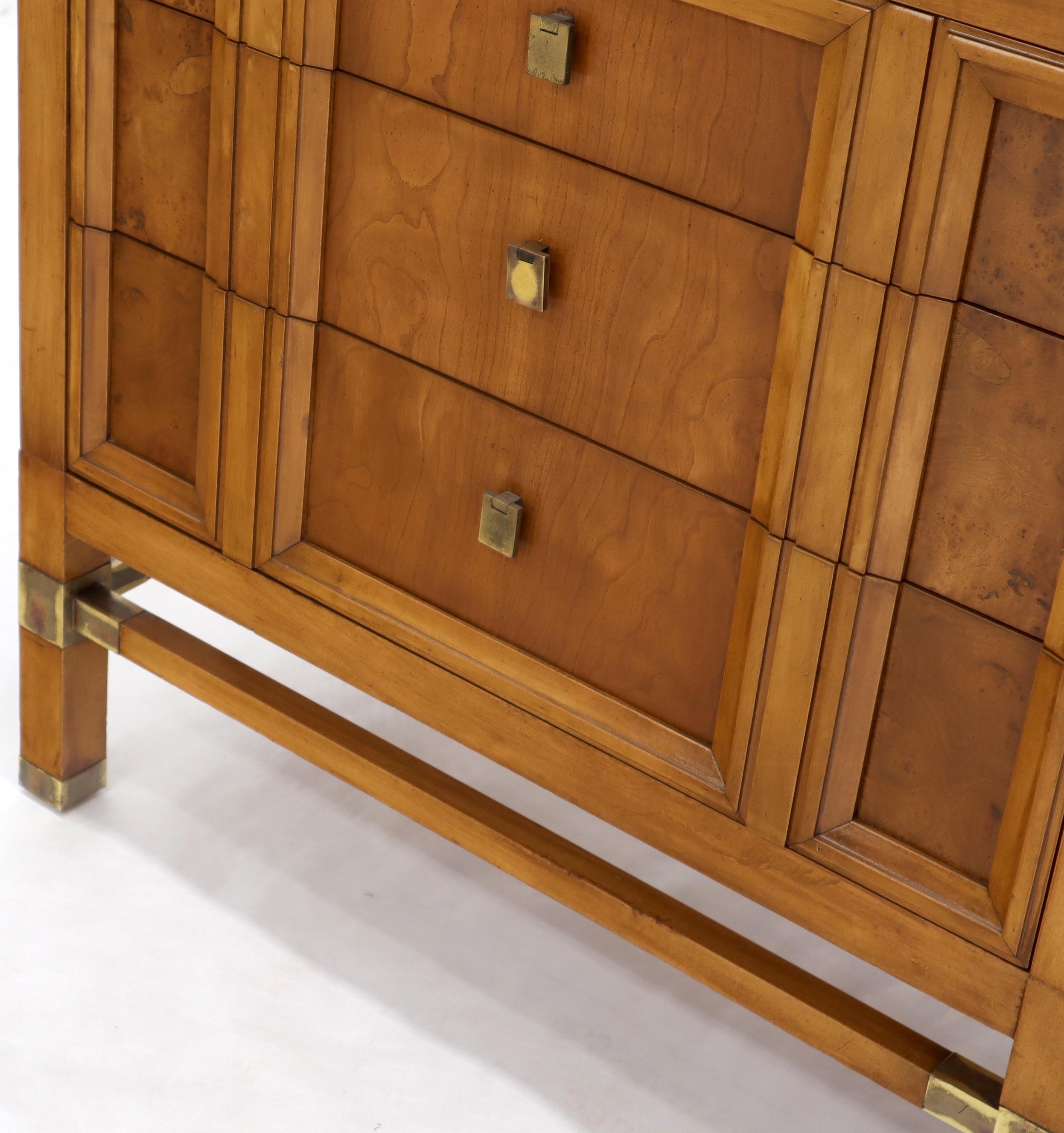 Travertine Top Three Drawers Bachelors Chest with Brass Pulls and Accents For Sale 1