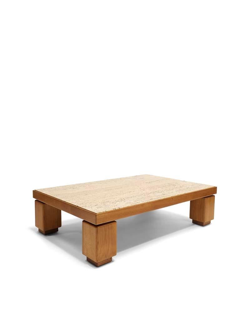 Belgischer Couchtisch mit Travertinplatte im Zustand „Gut“ im Angebot in Los Angeles, CA