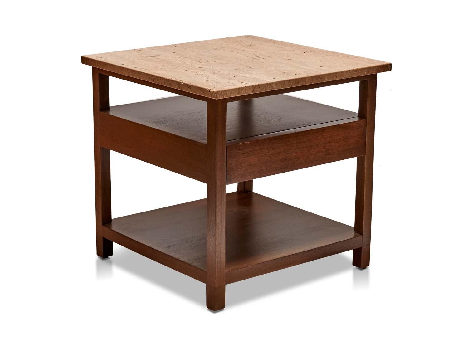 North American Travertine Topped Side Table by Harvey Probber Inc.