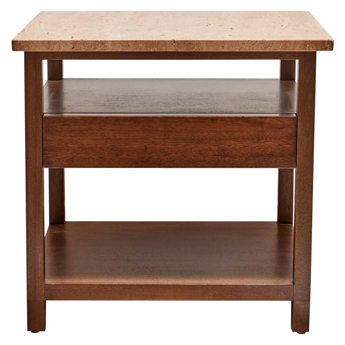 Travertine Topped Side Table by Harvey Probber Inc.