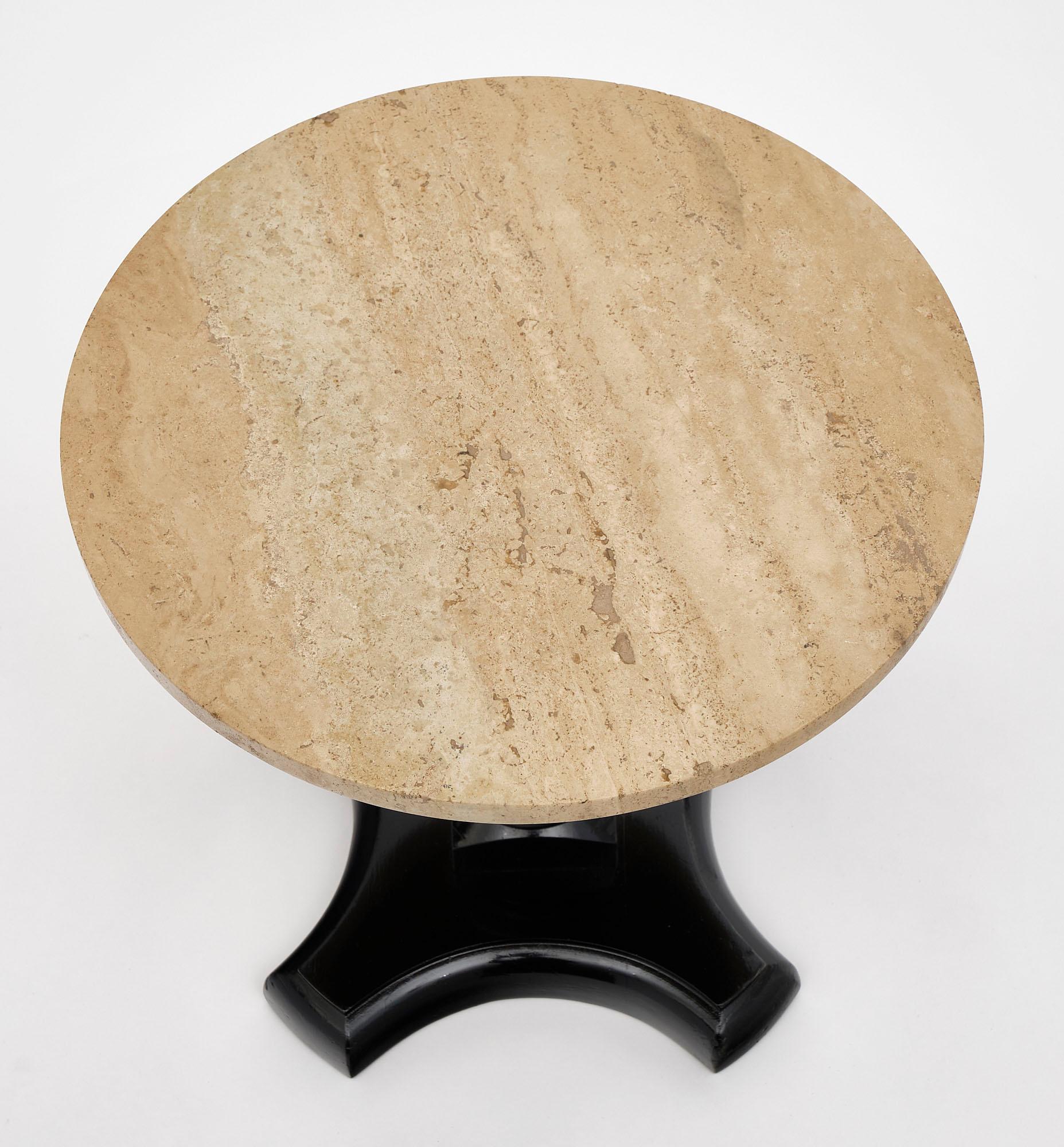Art Deco Travertine Topped Vintage Side Table For Sale