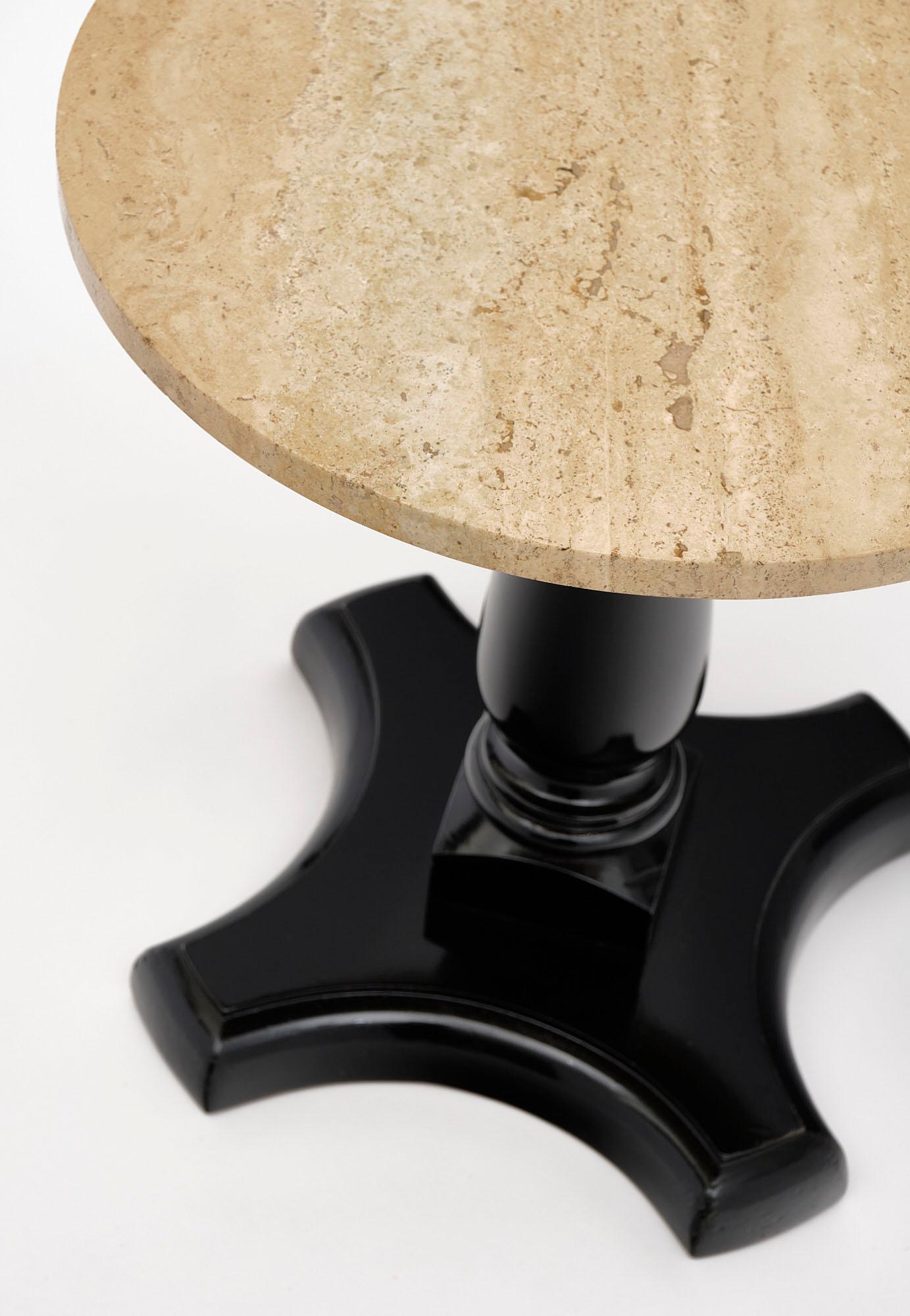 Travertine Topped Vintage Side Table In Good Condition For Sale In Austin, TX