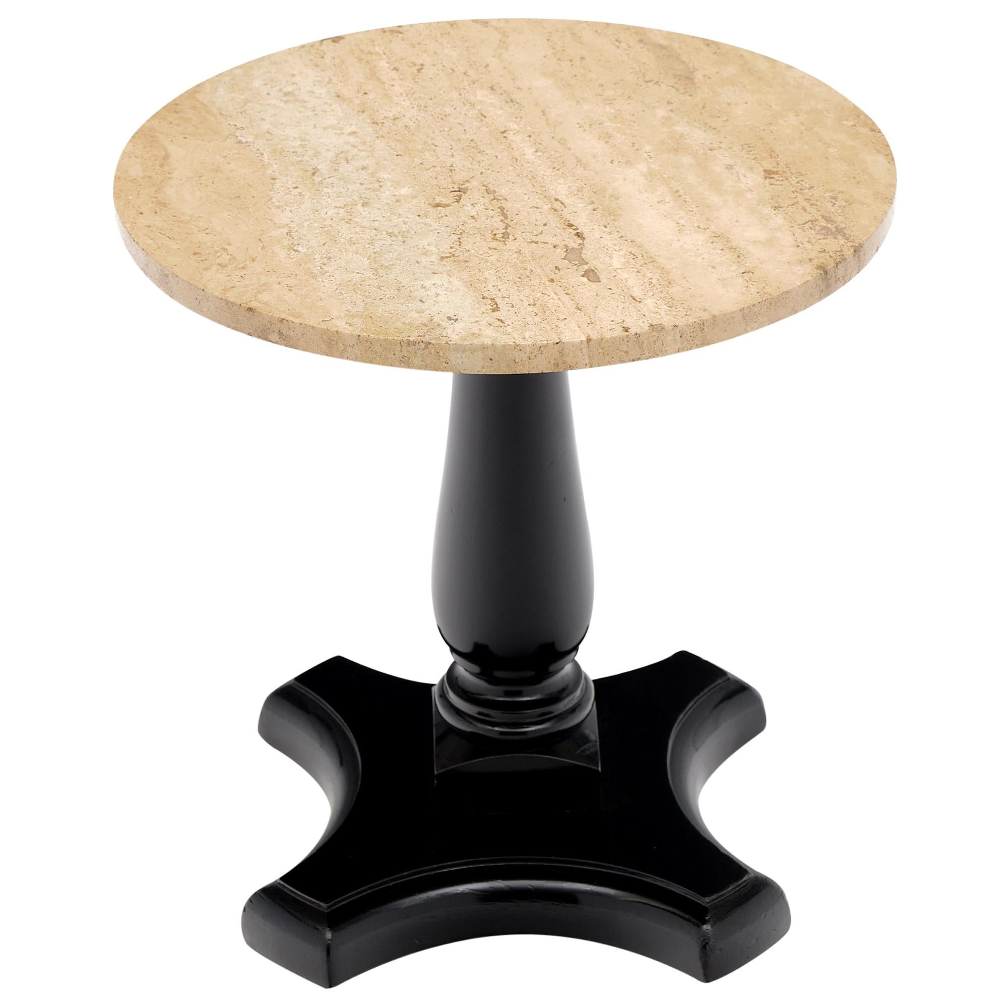 Travertine Topped Vintage Side Table For Sale