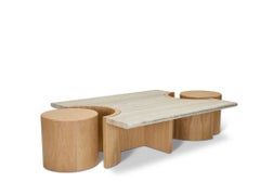 Travertine Toppped Prospect Coffee Table by Lawson-Fenning