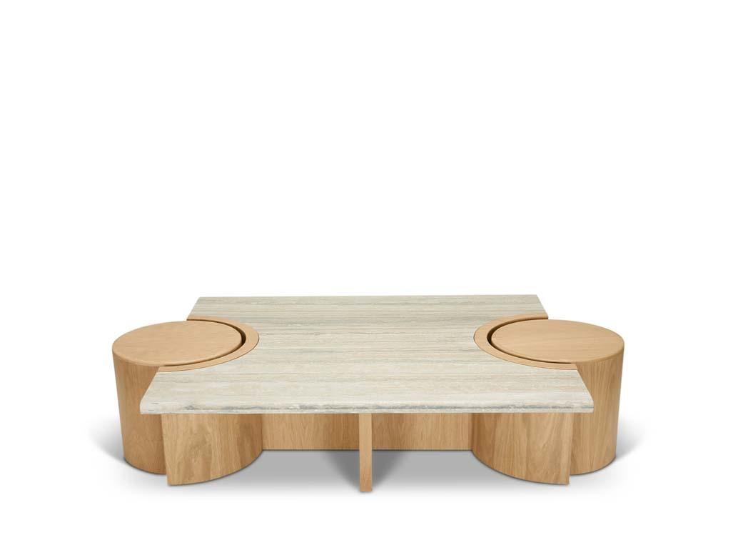 Prospect-Couchtisch mit Travertinplatte von Lawson-Fenning (Moderne der Mitte des Jahrhunderts) im Angebot