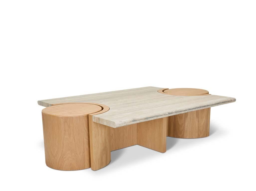 Prospect-Couchtisch mit Travertinplatte von Lawson-Fenning (amerikanisch) im Angebot