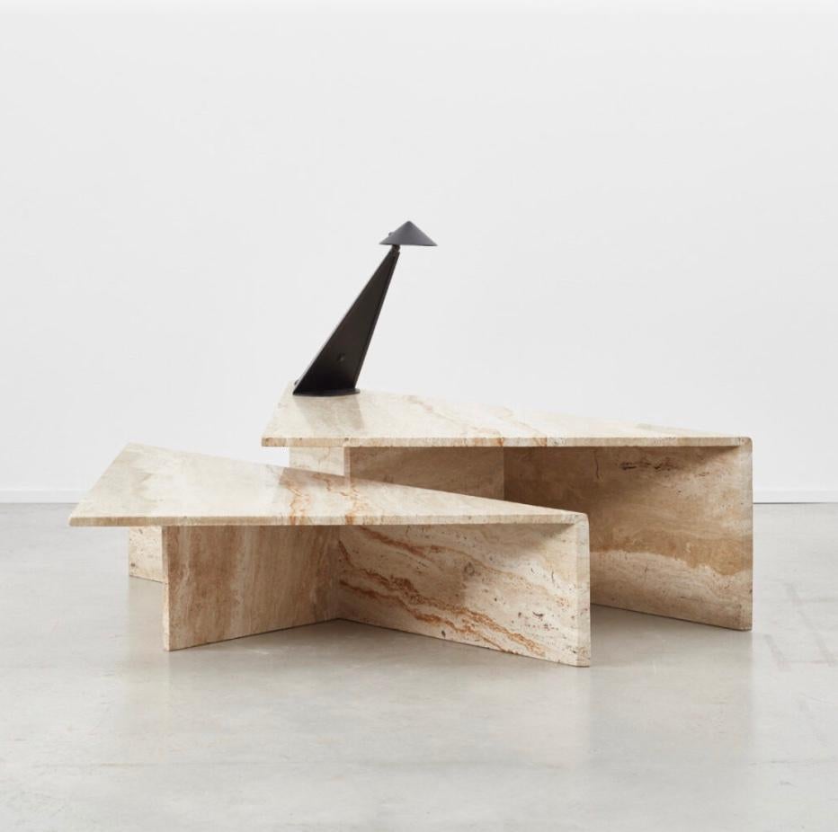 Travertine Triangle Duo Coffee Table for Up&Up, Italy, circa 1970 at ...