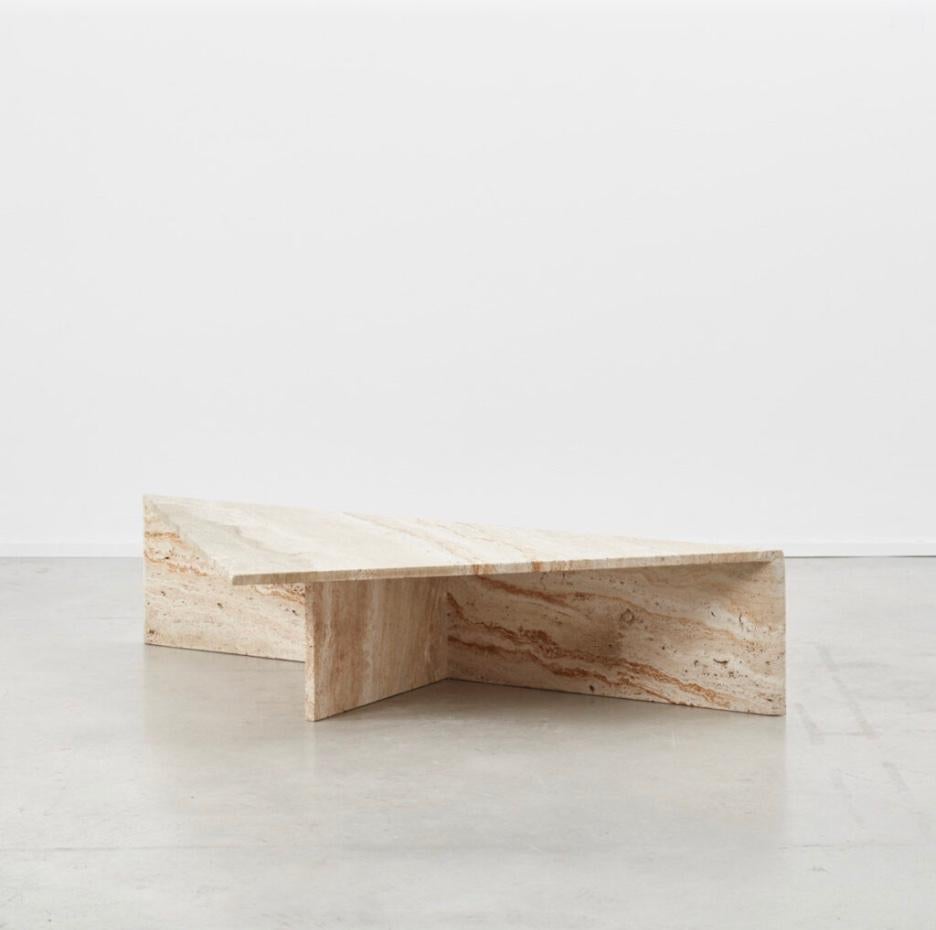 Late 20th Century Travertine Triangle Duo Coffee Table for Up&Up, Italy, circa 1970