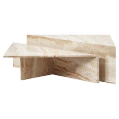 Travertine Triangle Duo Coffee Table for Up&Up, Italy, circa 1970