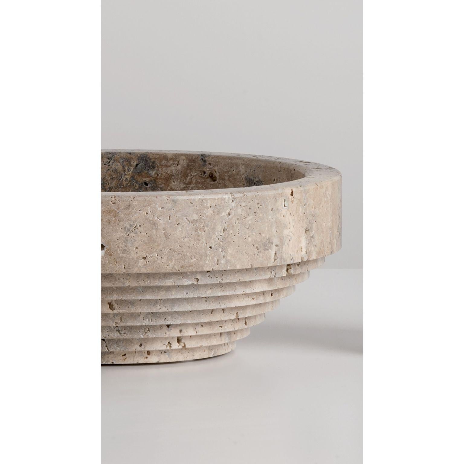 Modern Travertine Trieste Bowl by Andrea Bonini For Sale