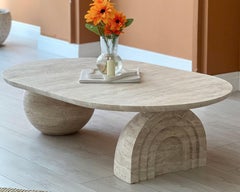 Travertine Tulip Design Coffee Table - Travertine Marble Center Table