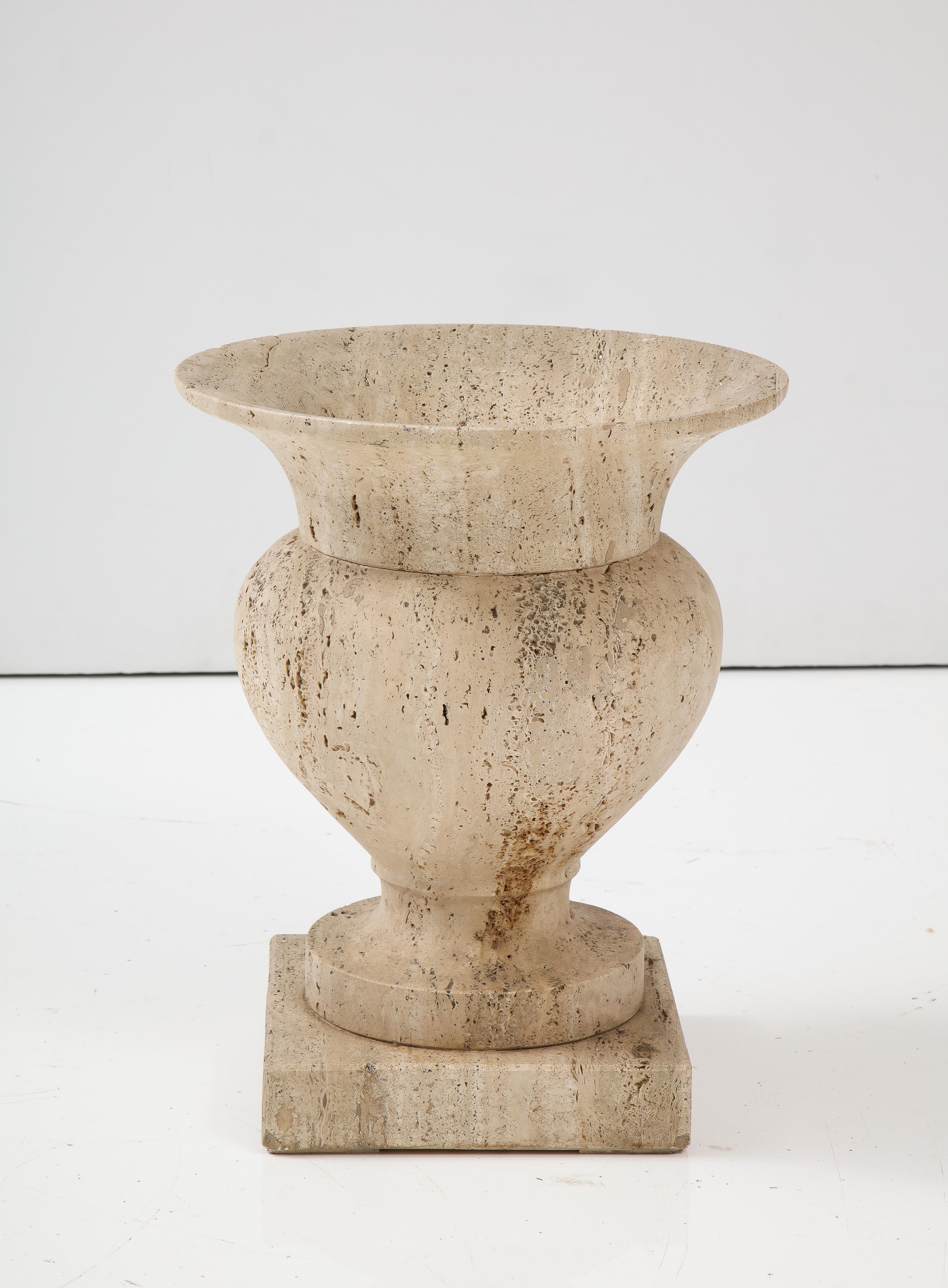 Travertine Urn or Planter by Up & Up, Italy 1970's In Good Condition For Sale In New York, NY
