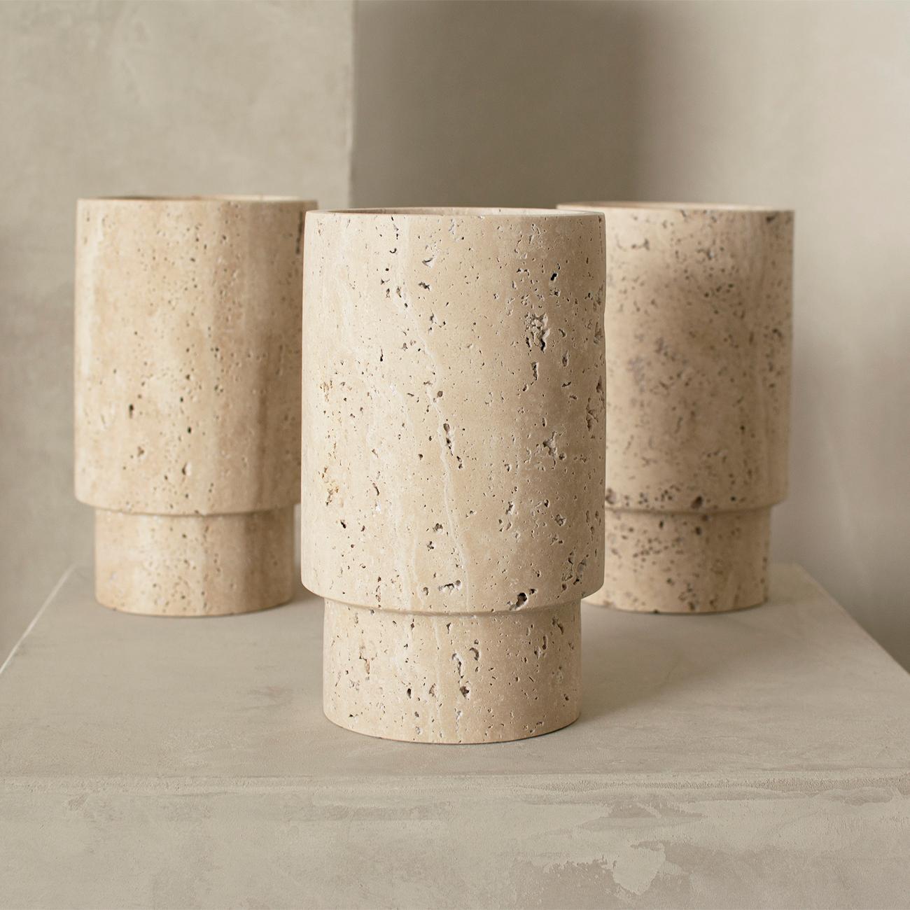 Turkish Travertine Vase and Wine Cooler