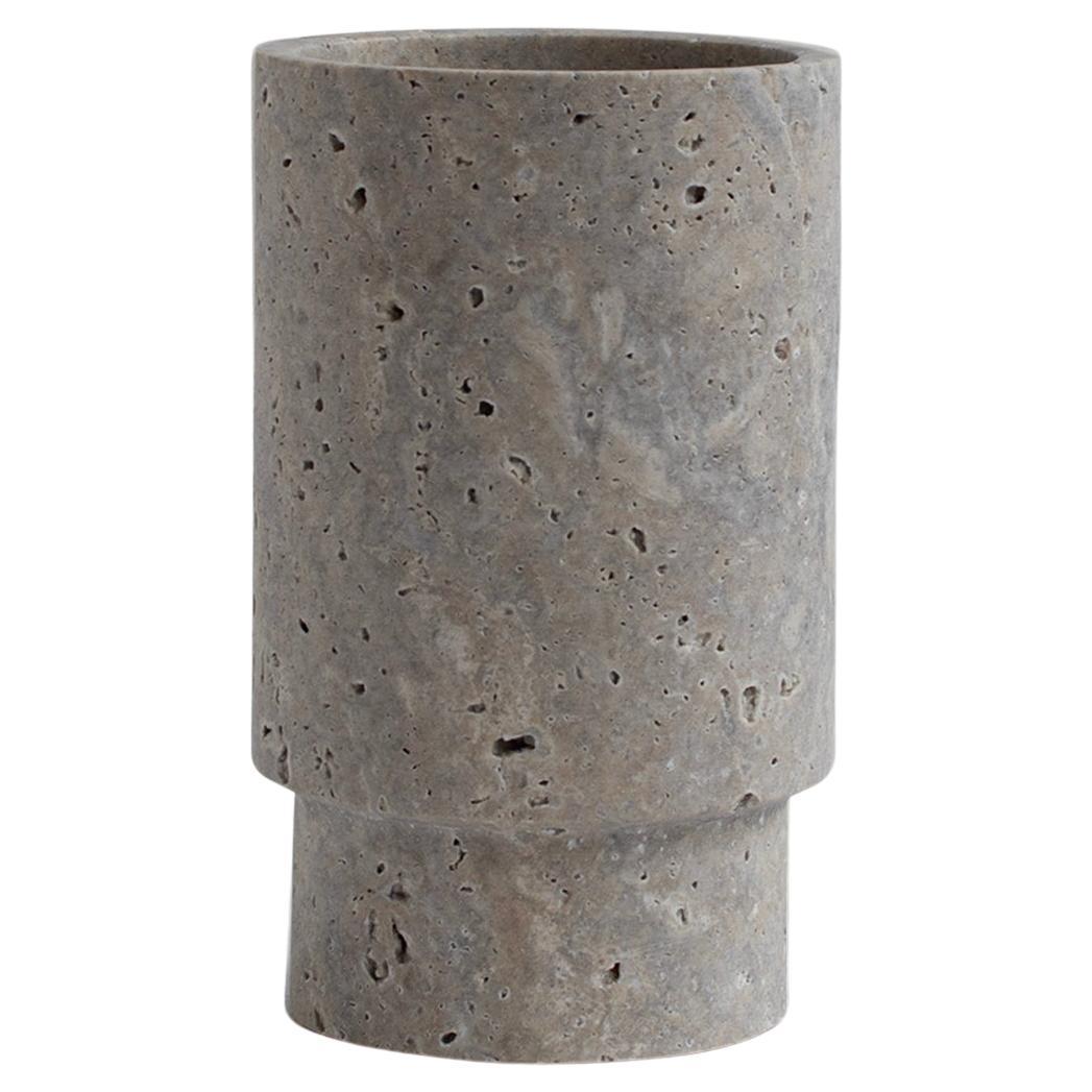Silver Travertine Vase and Wine Cooler