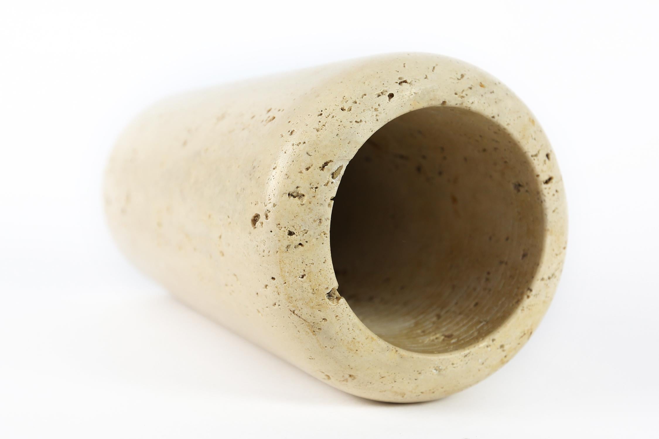 Italian Travertine Vase in the Style of Angelo Mangiarotti, Italy, 1970s