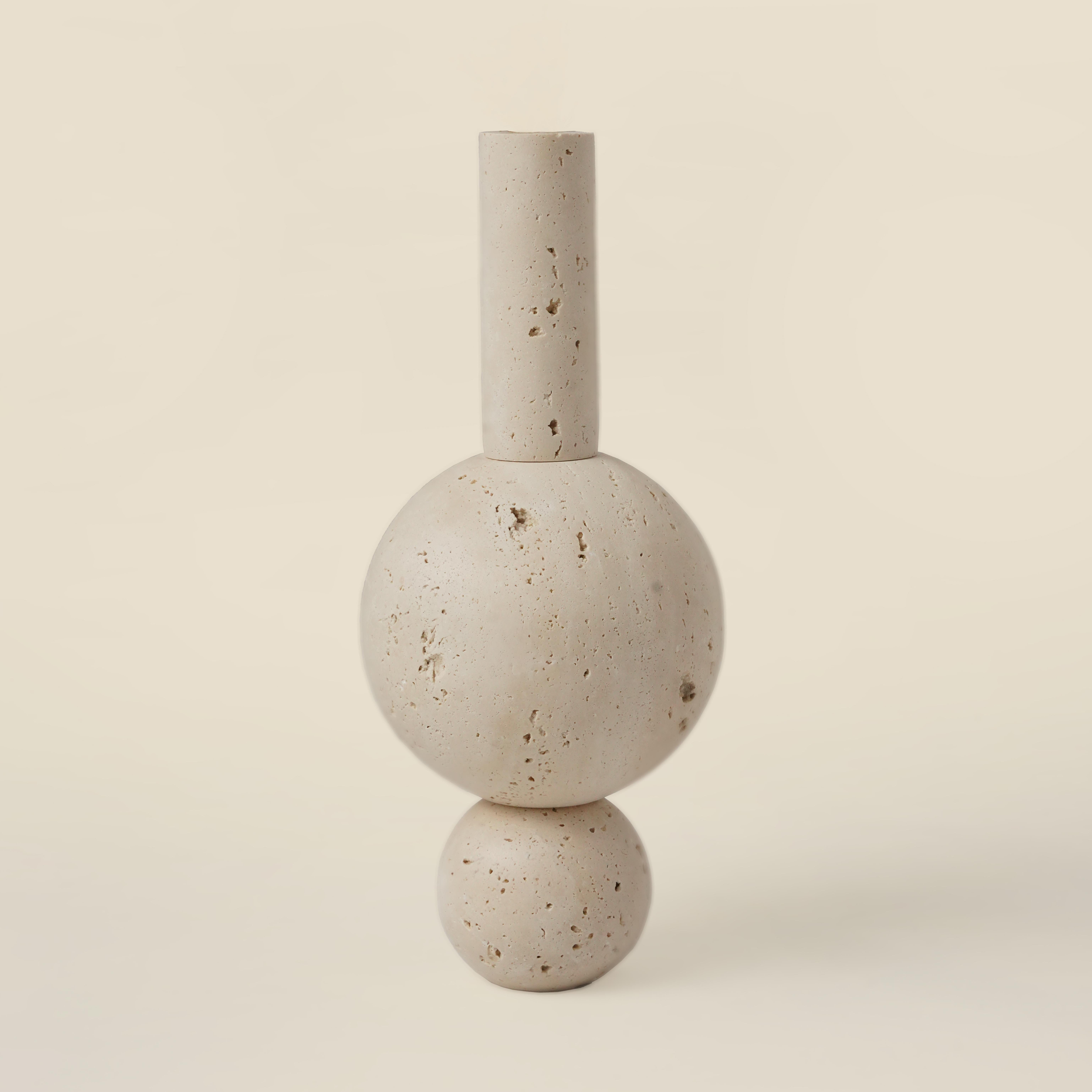 Européen VASE TRAVERTINE set de 2, objet décoratif en travertin pierre naturelle - Vase en vente
