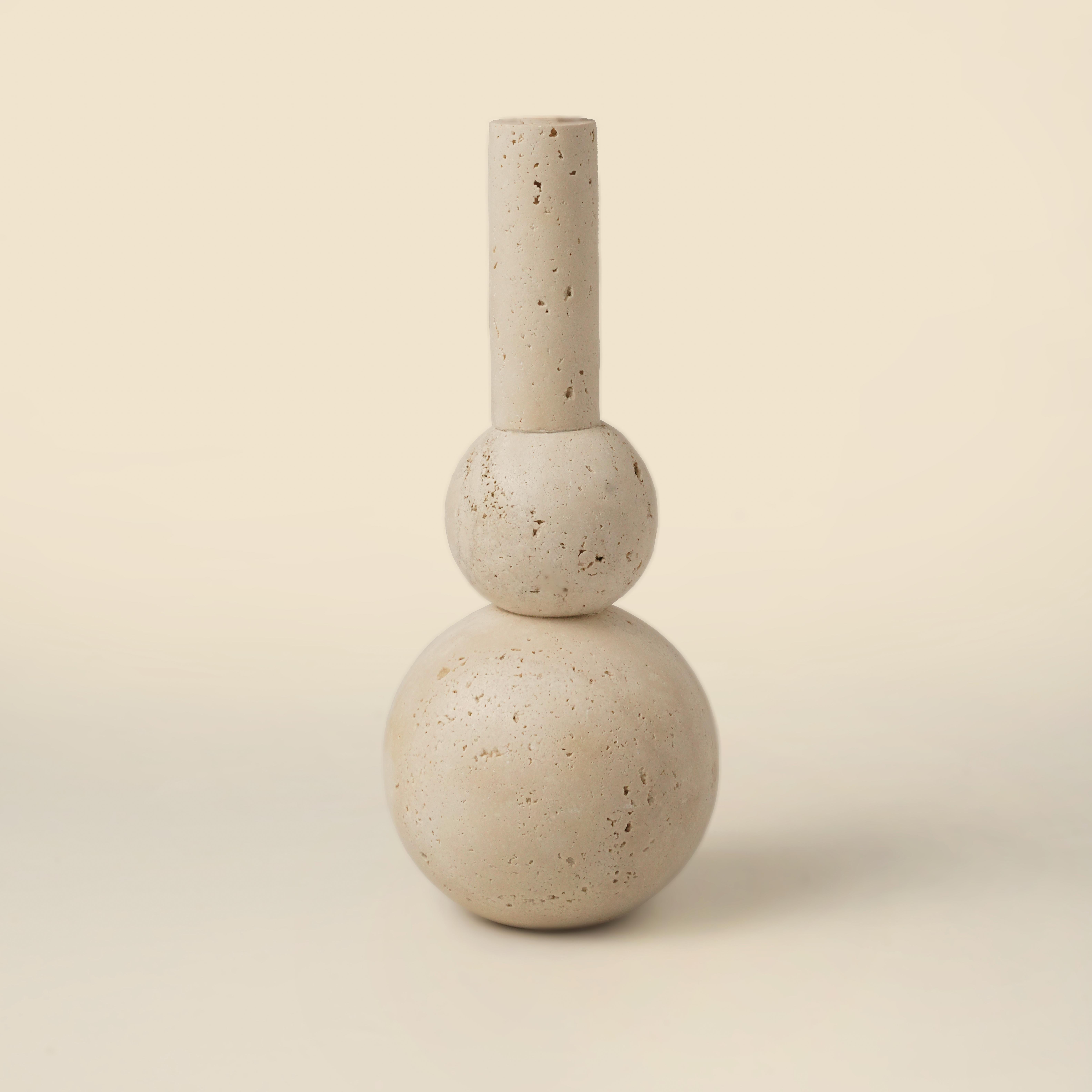 Fait main VASE TRAVERTINE set de 2, objet décoratif en travertin pierre naturelle - Vase en vente