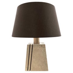 Travertine Vertical Cut Out Design Table Lamp, Italy, 1960s