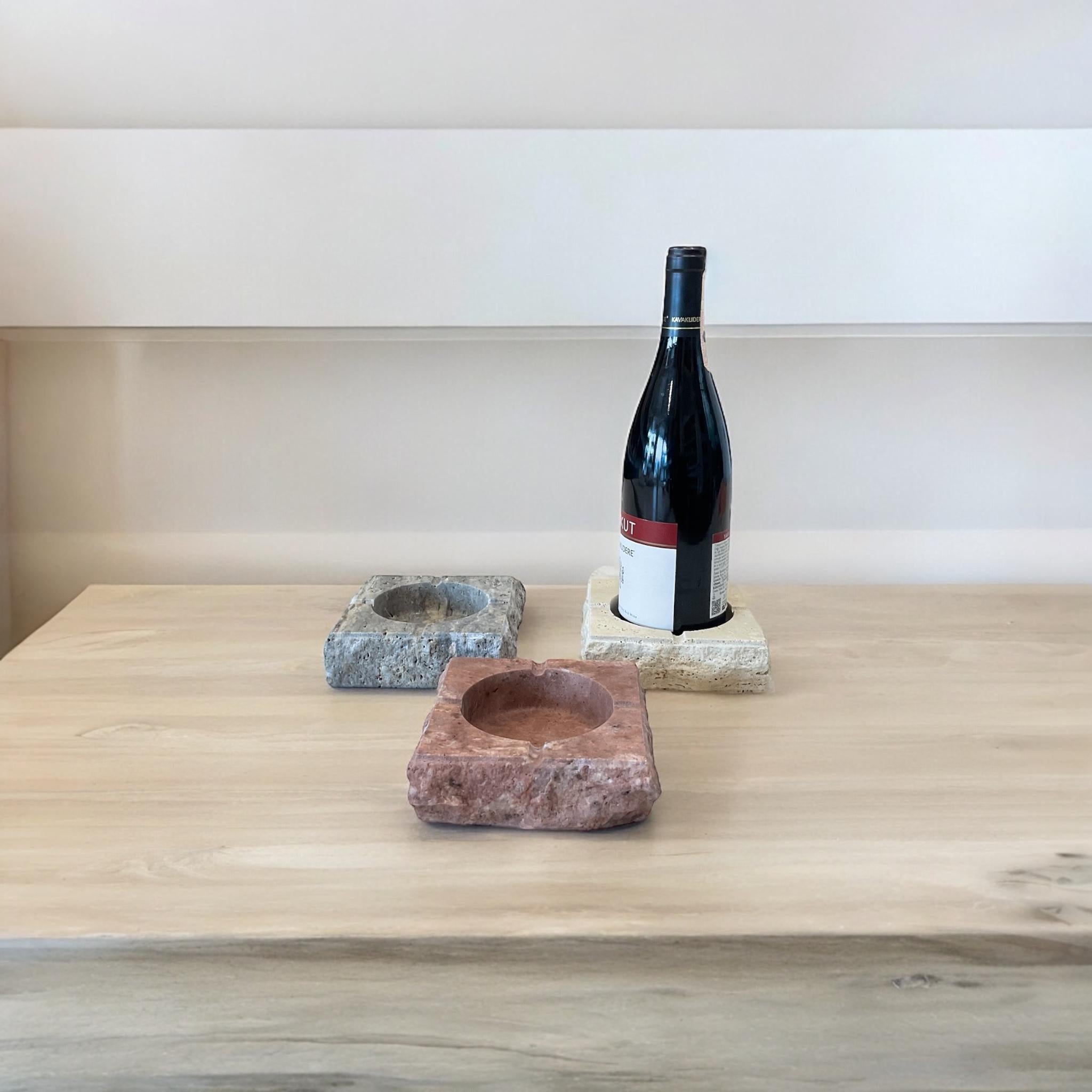 Cubo enfriador de vino - Soporte de piedra travertino para vino y champán - 25oz Europeo en venta