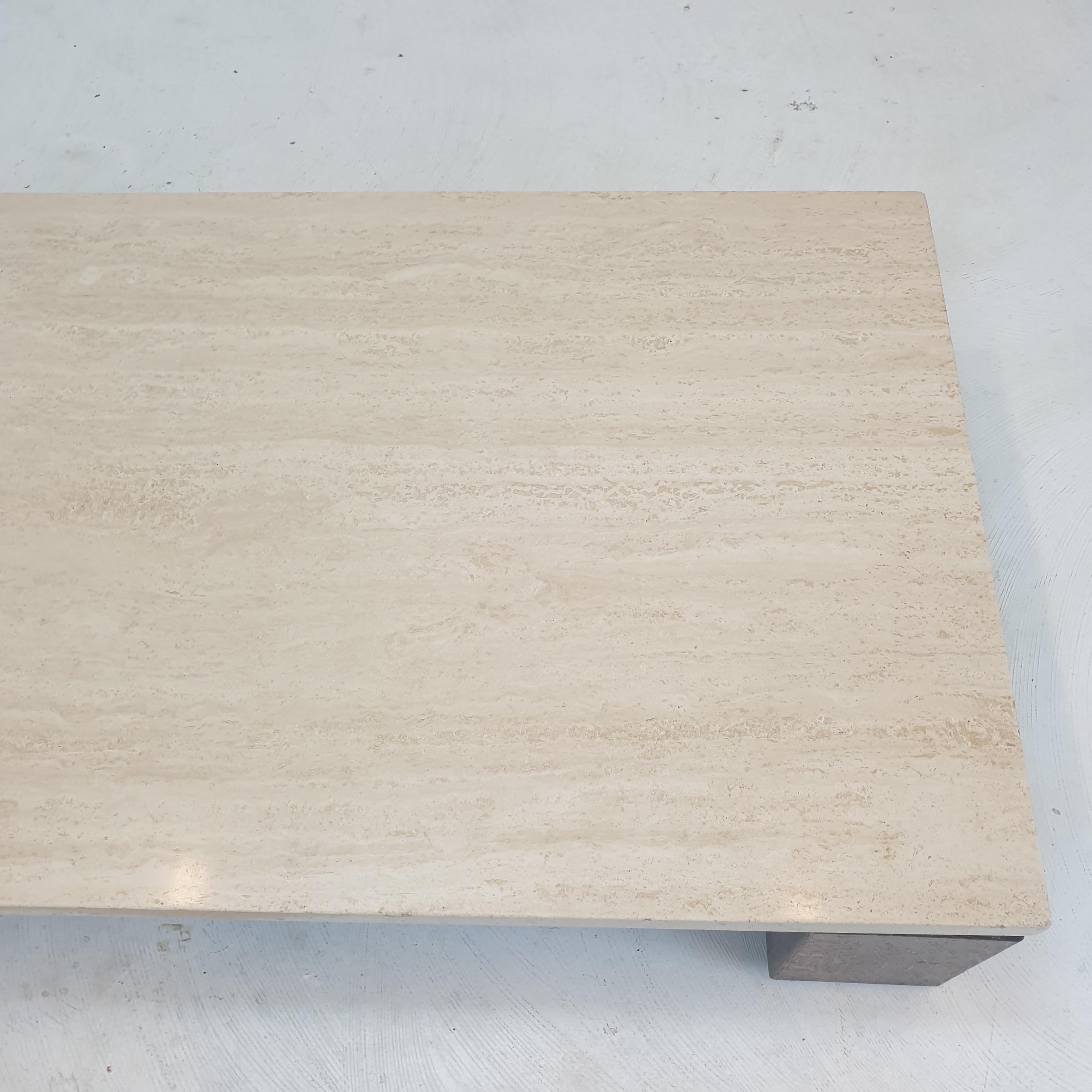 Travertine with Wengé Coffee Table, 1970s For Sale 2