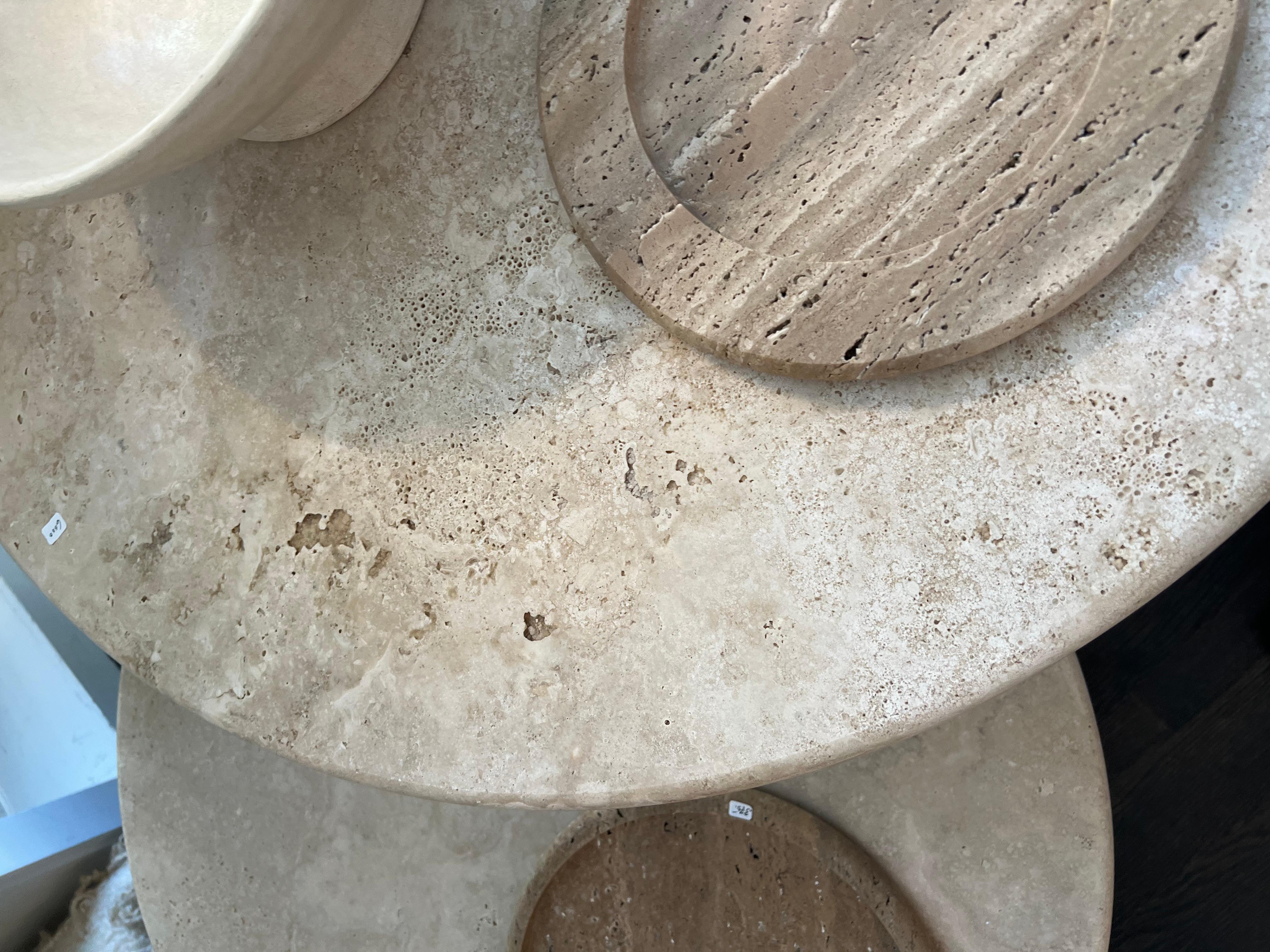 Italian TravertineTable by Le Lampade NY For Sale