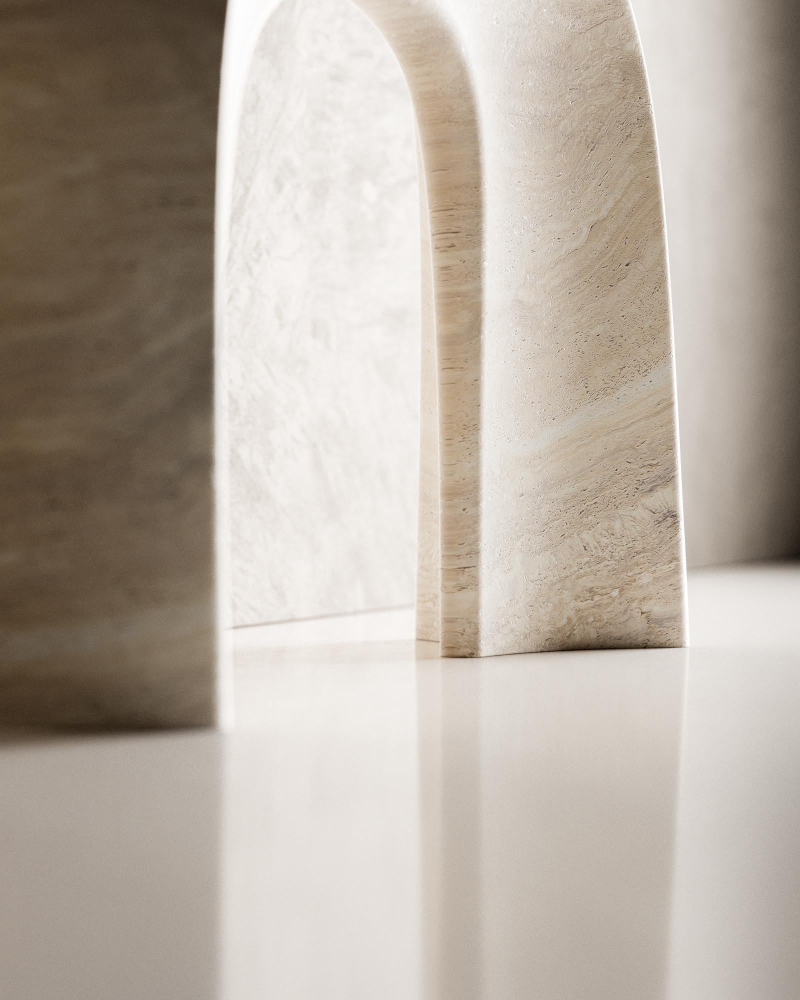 Modern Travertino Classico Shan Marble Console by Serafini For Sale