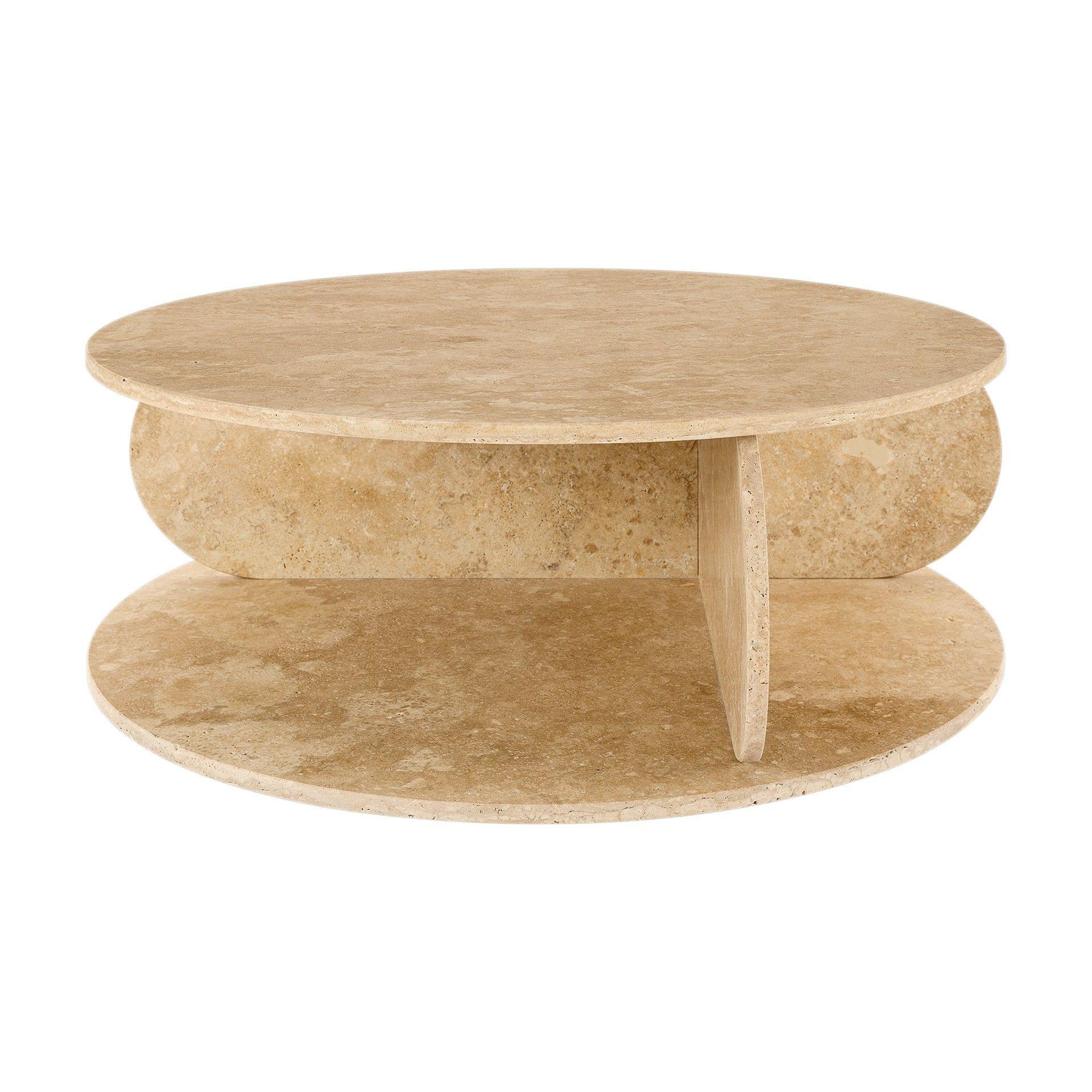 Contemporary Travertino Marble Round Coffee Table For Sale