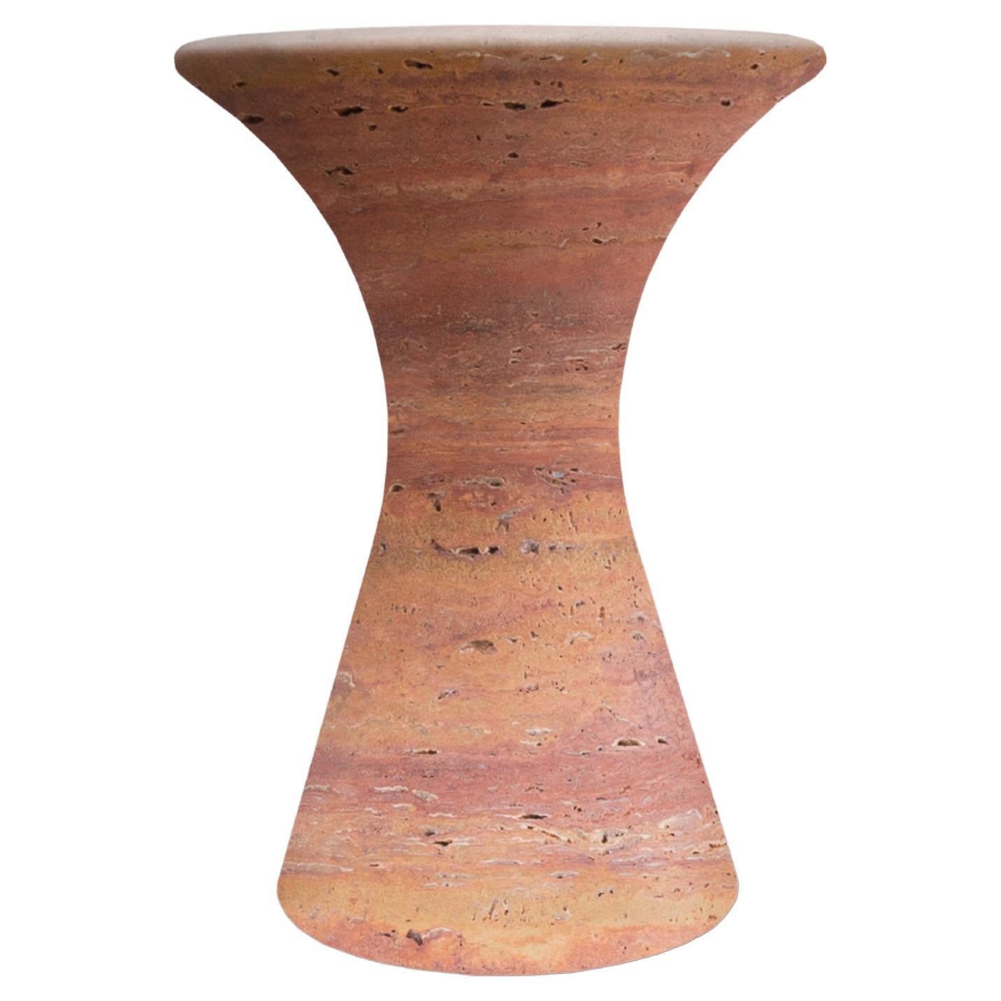 Travertino Rosso Contemporary Honed Marble Stool by Angelo Alinea