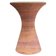 Travertino Rosso Contemporary Honed Marble Stool by Angelo Alinea