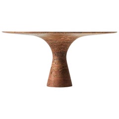 Table de salle à manger contemporaine raffinée en marbre Travertino Rosso 160/75