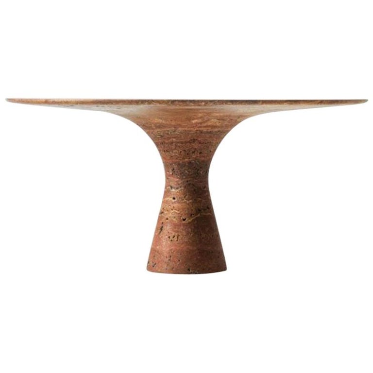 Travertino Rosso Refined Contemporary Marble Dining Table 130/75 For Sale  at 1stDibs