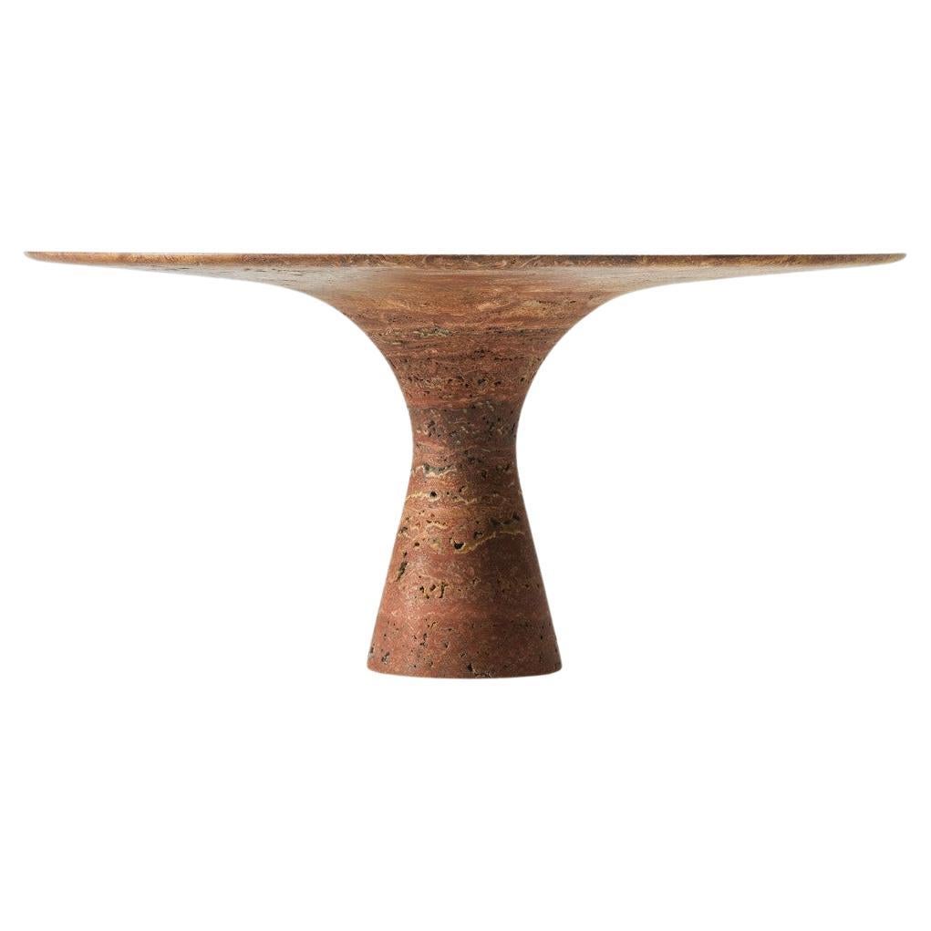 Tavolo ovale in marmo Travertino Rosso Raffinato Contemporaneo 210/75
