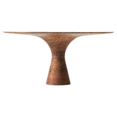 Travertino Rosso Table ronde contemporaine en marbre raffiné M/R 160 Travertino Rosso Table ronde contemporaine en marbre raffiné M/R 160