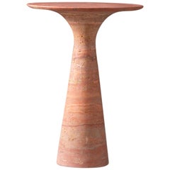 Travertino Rosso Refined Contemporary Marble Side Table
