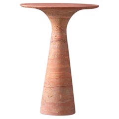 Travertino Rosso Refined Contemporary Marble Side Table 62/45