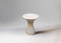 Travertino Silver Contemporary Honed Marble Stool by Angelo Alinea