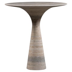 Travertino Silver Contemporary Marble High Table M/H 110 by Angelo Alinea