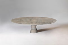 Mesa baja ovalada contemporánea de mármol Travertino Silver 27/130 by Angelo Alinea