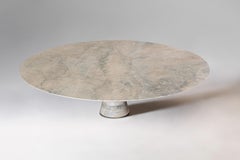 Travertino Silver Contemporary Marble Low Oval Table 36/190 by Angelo Alinea