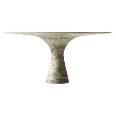 Travertino Silver Raffinato Tavolo da Pranzo Contemporaneo in Marmo 130/75