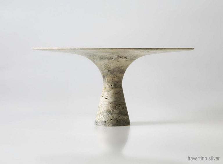 Travertino Silver Refined Contemporary Marble Dining Table 160/75 For Sale 1