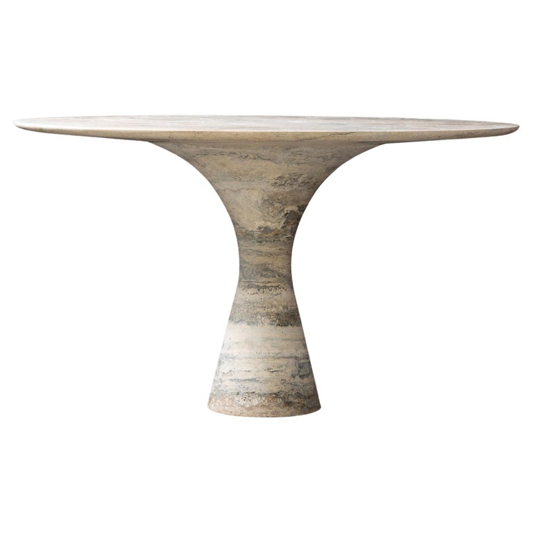Travertino Silver Refined Contemporary Marble Dining Table 180/75 For Sale