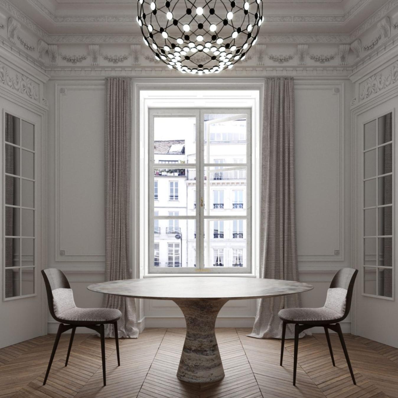 Travertino silver refined contemporary marble dining table

Angelo is the essence of a round table in natural stone, a sculptural shape in robust material with elegant lines and refined finishes.

The collection consists of a round/oval dining
